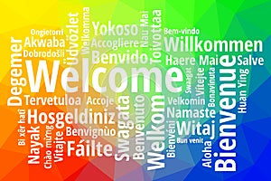 Welcome in different languages wordcloud vector