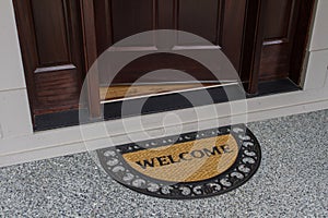 Welcome door mat with open door