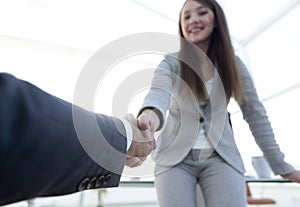 Welcome and handshake of business people