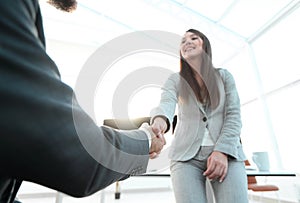 Welcome and handshake of business people