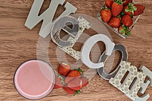 welcome home healthy strawberry juice with milk photo