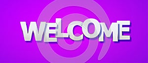 WELCOME letters banner.Welcome poster on Ultraviolet background. Vector paper illustration