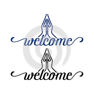 Welcome letters / word on white background. Illustration of celebration greeting