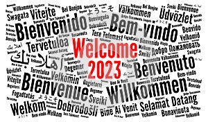 Welcome new year 2023 word cloud in different languages