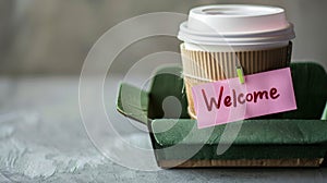 The welcome note on coffee. AI generated
