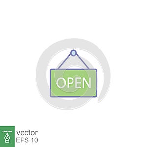 Welcome open store icon. Open the door tag for market notice. store opening advertising sign