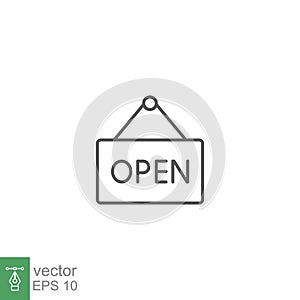 Welcome open store icon. Open the door tag for market notice symbol. store opening advertising sign