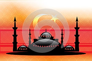 Welcome Ramadan mosque and Vector crafted design.