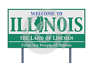 Welcome road sign of the state of Illinois