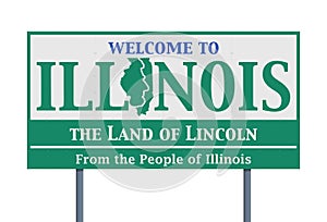 Welcome road sign of the state of Illinois photo