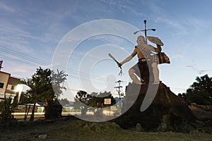 A welcome sculpture landmark in Maumere City Flores. The statue tells the story of a local hero struggle in the city of Maumere