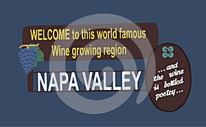 A welcome sign in Napa Valley, California