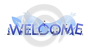 Welcome sign people, great design for any purposes. Vector illustration. Business concept.