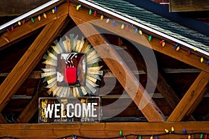 Welcome Coffee Christmas Log Cabin