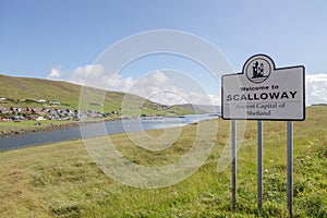 Welcome sign in Scalloway