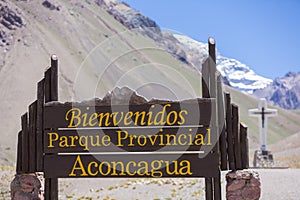 Welcome sign to the Aconcagua National Park