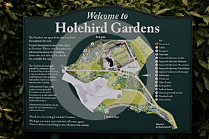 Welcome Sign to Holehird Gardens near Windermere, Lake District, Cumbria, England, UK