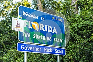 Welcome sign to the state of Florida