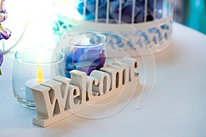 Welcome sign to the wedding for wedding scene