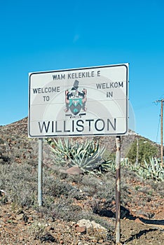 Welcome signboard at the entrance to Williston photo