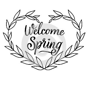 Welcome Spring hand lettring typography poster postcard illustration