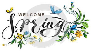 Welcome spring lettering text