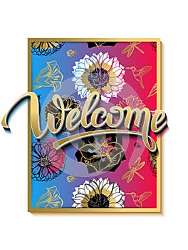 Welcome spring poster, advertising of spring flowers