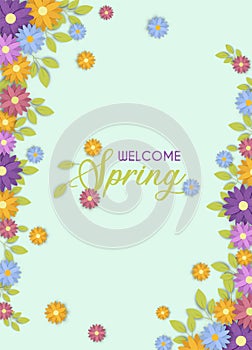 Welcome spring season cute flower greeting card