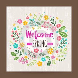Welcome spring season, floral illustration background