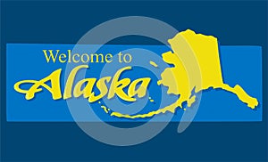 Welcome to Alaska State with blue background