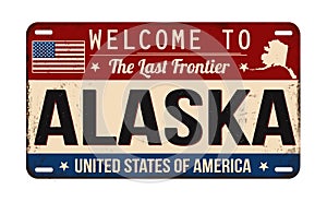 Welcome to Alaska vintage rusty license plate