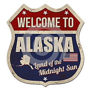 Welcome to Alaska vintage rusty metal sign