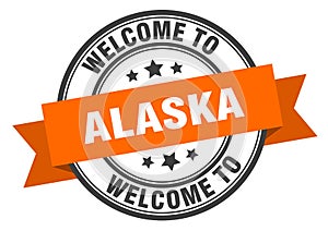 welcome to Alaska. Welcome to Alaska isolated stamp.