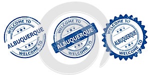 welcome to Albuquerque blue old stamp