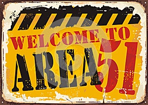 Welcome to area 51 retro road sign