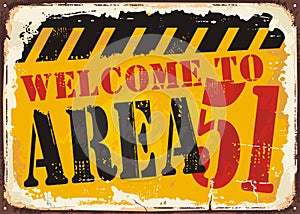 Welcome to area 51 retro road sign photo