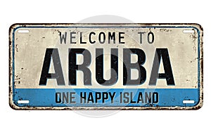 Welcome to Aruba vintage rusty metal plate