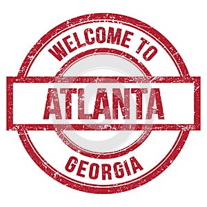 WELCOME TO ATLANTA - GEORGIA, words written on red stamp