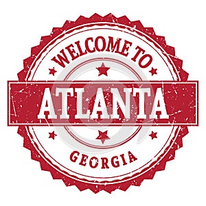 WELCOME TO ATLANTA - GEORGIA, words written on red stamp