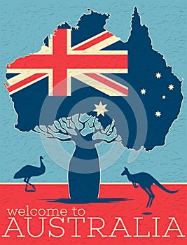 Welcome to Australia vintage poster