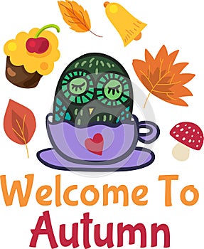 Welcome to autumn cute seasonal sticker design