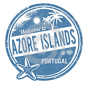 Welcome to Azore Islands sign or stamp