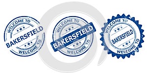 welcome to Bakersfield blue old stamp