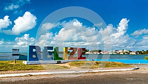 Welcome to Belize Sign at the Caribbean Sea photo