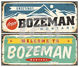 Welcome to Bozeman Montana retro signs set photo