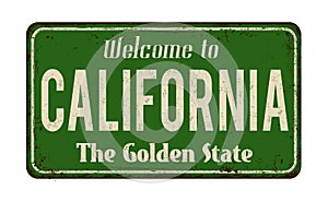 Welcome to California vintage rusty metal sign