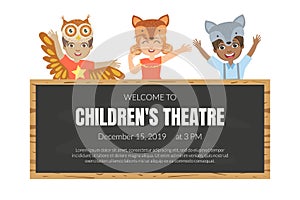Welcome to Childrens Theatre Banner Template, Talented Children in Animals Costumes Showing their Artistic Talents
