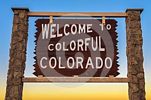 Welcome to colorful Colorado road sign