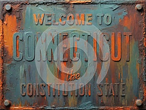 Welcome to Connecticut Rusted Street Sign