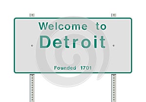 Welcome to Detroit entrance road sign